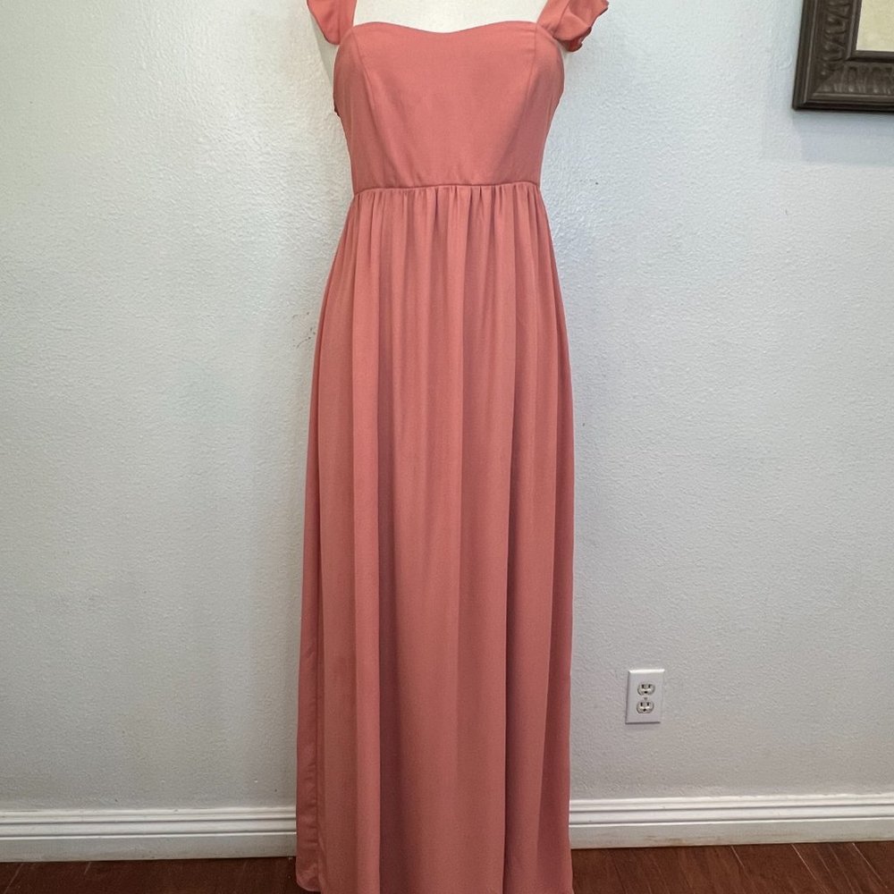 Show Me Your Mumu June‎ Maxi Dress Rustic Mauve Crisp Chiffon Size No Size
